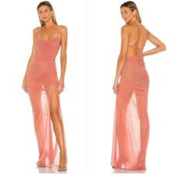 Michael Costello x Revolve Follie Maxi Dress Gown Semi Sheer Formal